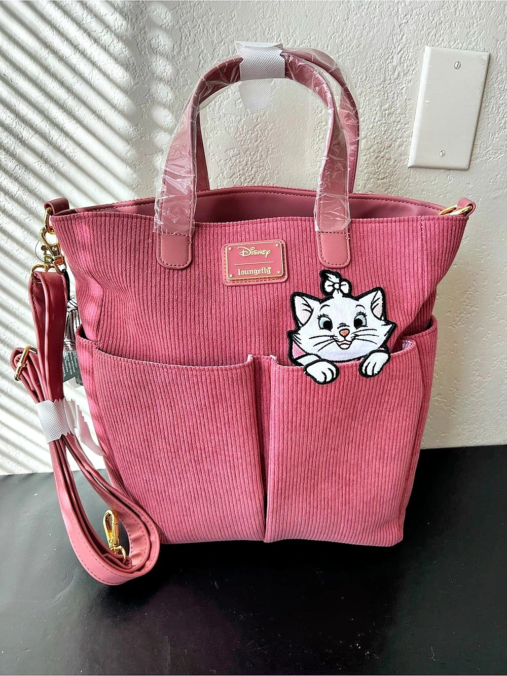 Loungefly Disney The Aristocats Corduroy Marie Mauve Pink Tote - Exclusive NWT